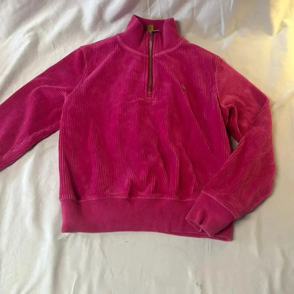Polo - Ralph Lauren - long sleeve pullover velour sweater/jacket. Size M (8-10) - Picture 1 of 5